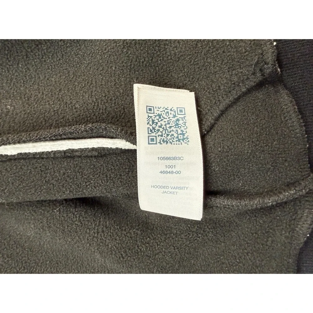 NWT True Religion Men M Varsity Fleece Hood Jacket‎ Black Gray Horseshoe Snap